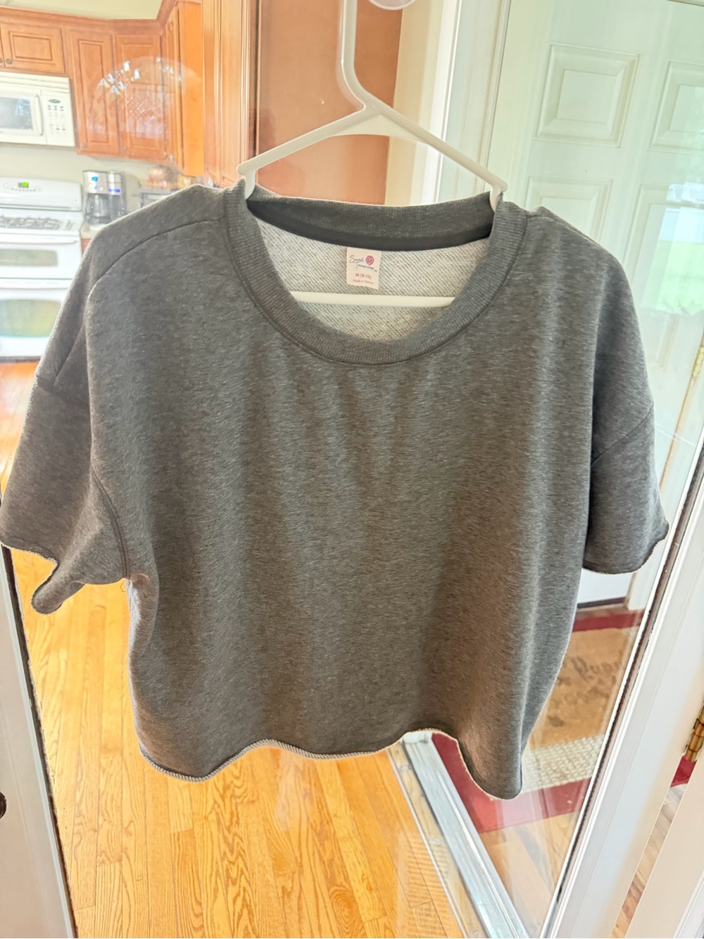 Secret Treasures Heather Grey Short Sleeve Cropped Sweatshirt Top Size M